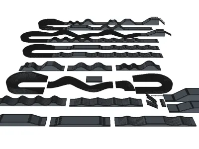 Pump track kit   and 3 pre-built tracks 3D model
