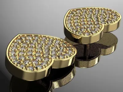 Studs Earrings of heart  3D print model