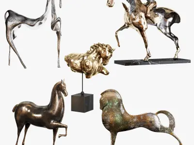 Sculptures of horses 3D model