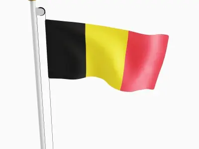 Flag of the Belgium Low-poly 3D model