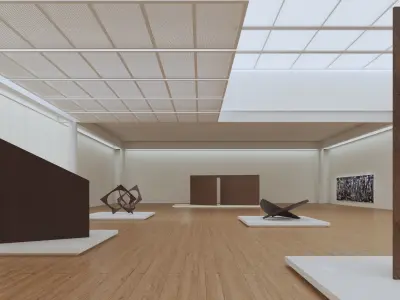 Modern Art Gallery Exhibition Interior Low Poly  Low-poly 3D model