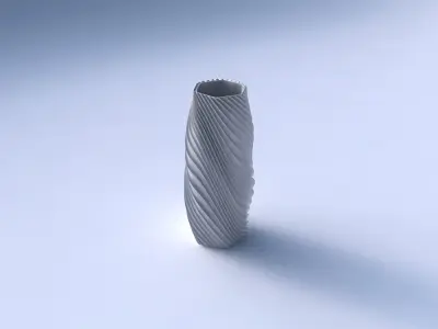 Vase twisted hexagon with wavy extruded lines 3 3D print model
