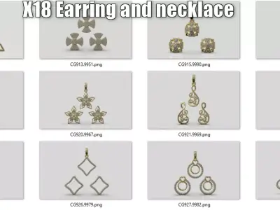 Lightweight earring necklace  collection 3D Model Pack