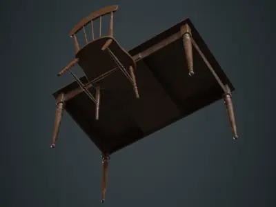 Table And Chair 2B Low-poly 3D model