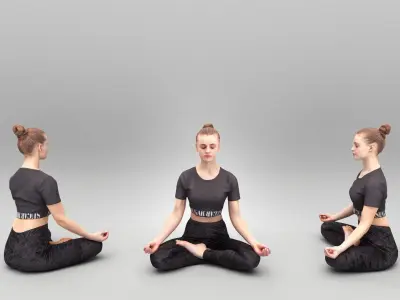 Woman sitting in yoga pose 362 Low-poly 3D model