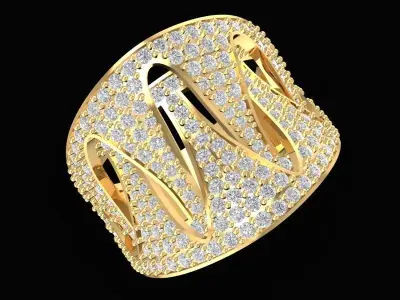 Luxury Iced Out Crown Men Ring with Ruby and Diamond Stones 1482 3D print model