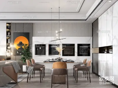 contemporary living room scene 3D model