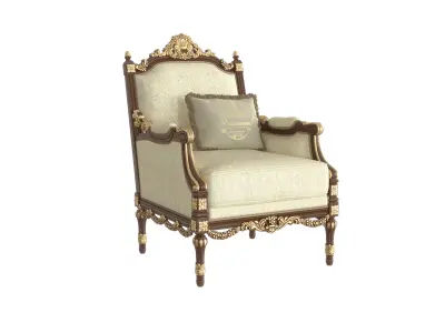 Classic french brown armchair by Modenese 3D model