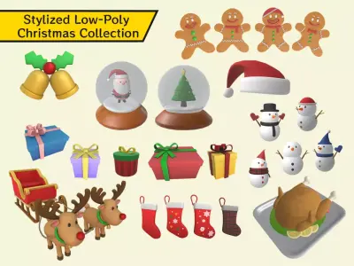 Stylized Low-Poly Christmas Collection