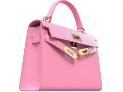 Hermes Kelly Bag Pink Leather Low-poly 3D model