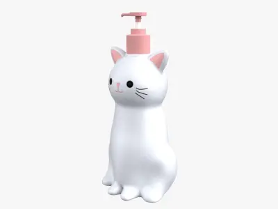 Cat Liquid Soap Dispenser White Version 3D model