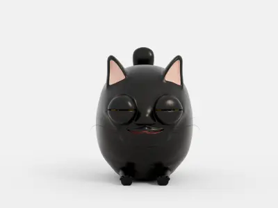 Animated Black Cat Low-poly 3D model