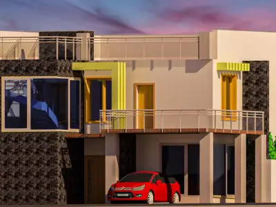 3d house modern with car 3D model