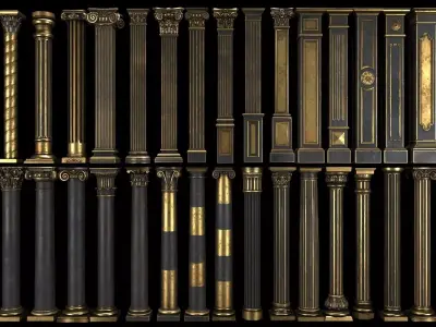 4K Classic Columns   Low-poly 3D model