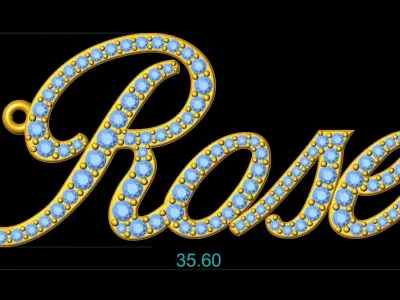 Custom Diamond Name Pendant ROSE 3D print model