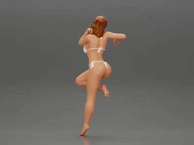 Sexy girl in bikini Leaning Against car 3D print model