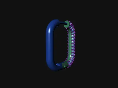 Earrings square diamond hoop earring 3D print model