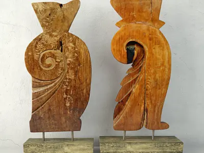 Carved Old Teak Deco 3D model