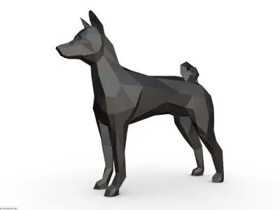 basenji dog low poly 3D print model