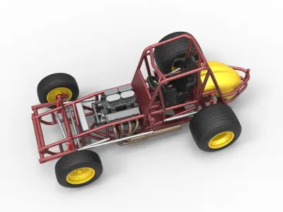 Vintage Sprint car Base Scale 1 to 25 3D print model