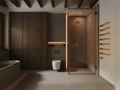 STONE BATHROOM - Interior scene 3D model 3D model