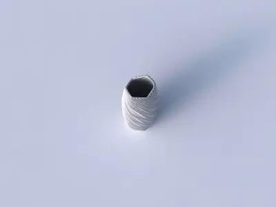Vase arc hexagon with wavy extruded lines 3D print model