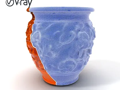 Decorative Ornamental Vase Model Pack for Architectural Visua... Low-poly 3D model