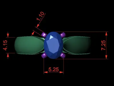 Oval 0-75-CT Quarter Round Profile Shank Width 3-60mm 3D print model