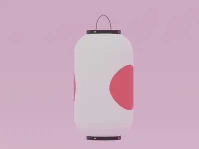 Japanese Paper Lantern Low-poly 3D model
