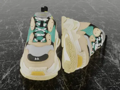 BALENCIAGA TRIPLE S TRAINERS 3D SHOES Low-poly 3D model