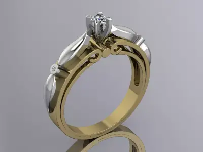 Elegant Diamond Ring Jewelry  Gold 3D print model
