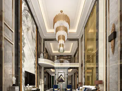 Luxury living room interior 3D model 11