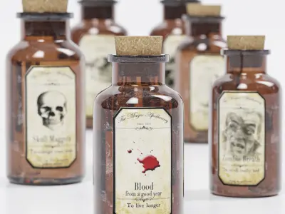 Halloween Decoration magical apothecary glass bottles 3D model