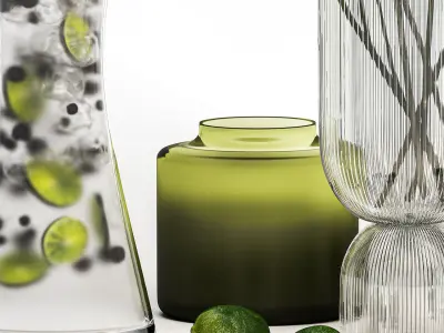 Bouquet Of Flowers With Blueberry And Lime Lemonad 3D model