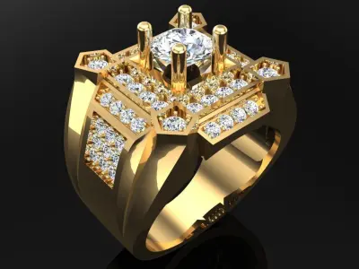 Diamond Rings - Mens Rings - N334 3D print model