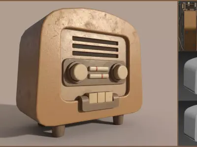 Low-poly Simple Stylized Retro Radio Low-poly 3D model