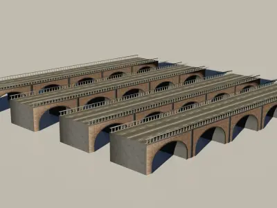 3D model low poly bridge adapted for videogames 4 lod Low-poly 3D model