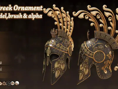 115 Greek ornament 3Dmodel brush and alpha vol 16 3D model