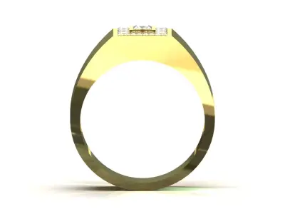 Square Paved Signet Ring with Grid Motif model mr0306 3D print model