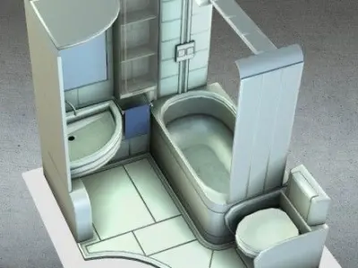 Compact Bathroom Module Free low-poly 3D model