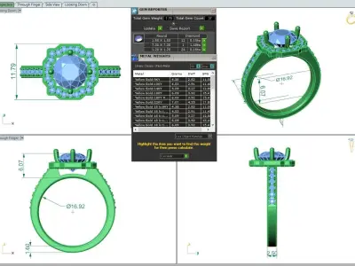 Engagement Diamond Halo ring round 3D print model
