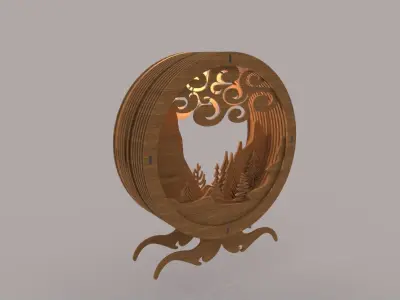 unique wooden lamp  3D print model