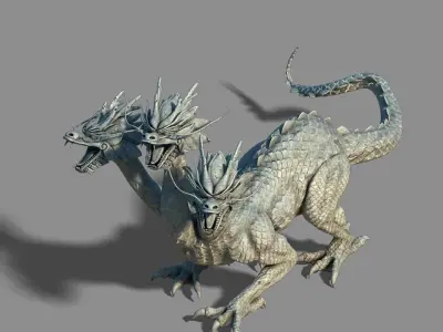 Stone Town Magic Cave - Three Head Stone Dragon 01 3D model