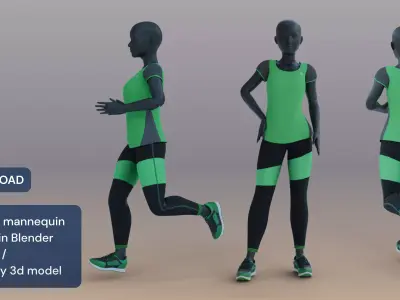 Woman mannequin V3 Rigged in Blender Low-poly 3D model