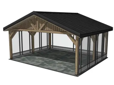 5x6 carport sheet metal plus glass walls 3D model