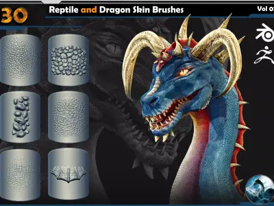 30 Reptile and Dragon Skin Brushes  Vol 02 3D model