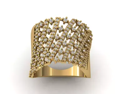 STL 3DM Print Ready Women Diamond Ring Lightweight Printable  3D print model 121