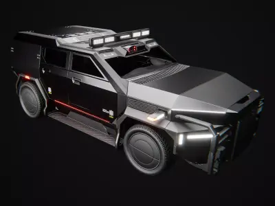 Futuristic Armored Tactical SUV Low-poly 3D model