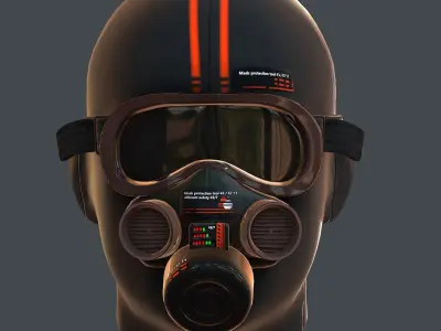 Gas mask helmet 3d model scifi Low-poly  Low-poly 3D model