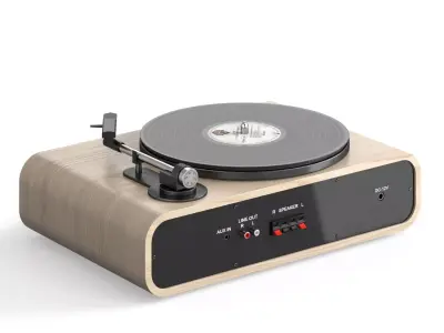 Crosley GIG Vinyl Turntable with speakers and Records 3D model